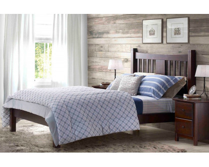 FaFurn Farmhouse King Size Platform Bed with Headboard - Cherry, Wood