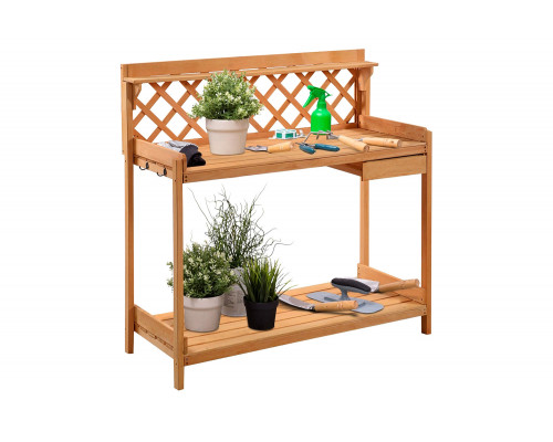 FaFurn - Outdoor Home Garden Wooden Potting Bench with Storage Drawer