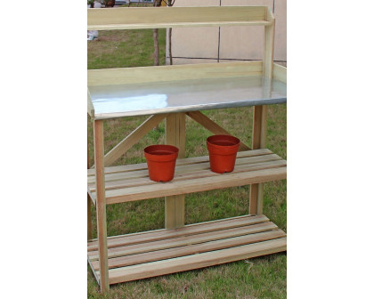 FaFurn - Outdoor Garden Workstation Potting Bench with Metal Top