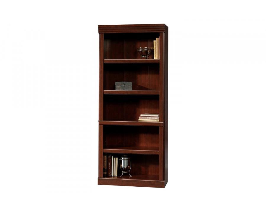 FaFurn - 71-Inch High 5-Shelf Wooden Bookcase in Cherry Finish