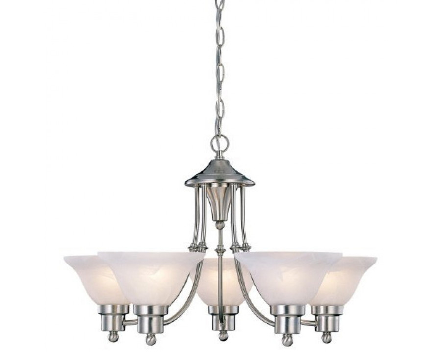 FaFurn - 5-Light Chandelier with White Frosted Shades in White