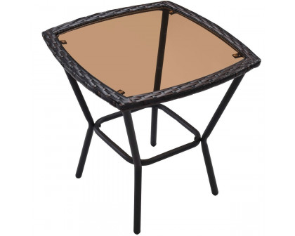 FaFurn - 3-Piece Patio Set with Coffee Table in Brown, Rattan