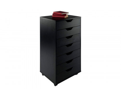 FaFurn Modern Scandinavian Style 7-Drawer Storage Cabinet Chest - Black