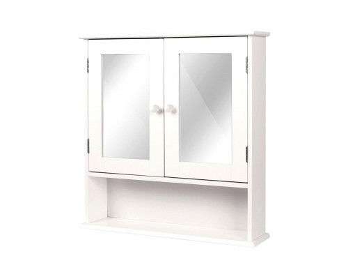 FaFurn - White 2-Door Mirrored Medicine Cabinet with Open Shelf