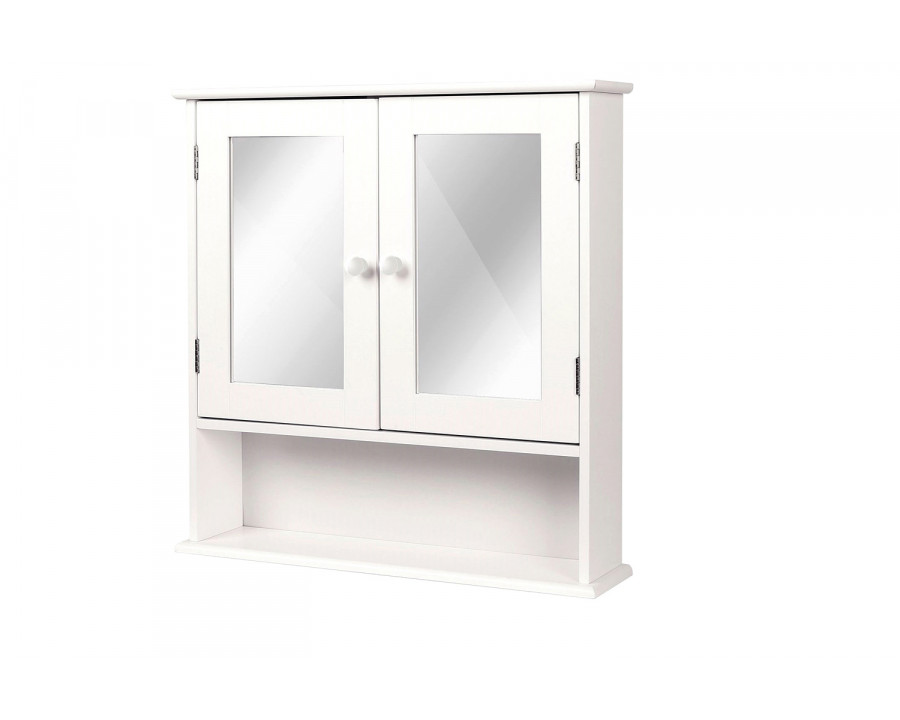 FaFurn - White 2-Door Mirrored Medicine Cabinet with Open Shelf