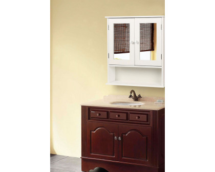 FaFurn - White 2-Door Mirrored Medicine Cabinet with Open Shelf