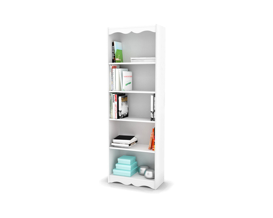 FaFurn - White 72-Inch High Bookcase with Soft Arches and 5 Shelves