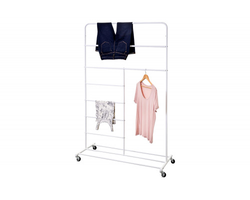 FaFurn - White Rolling Multi Use Laundry Clothes Drying Rack