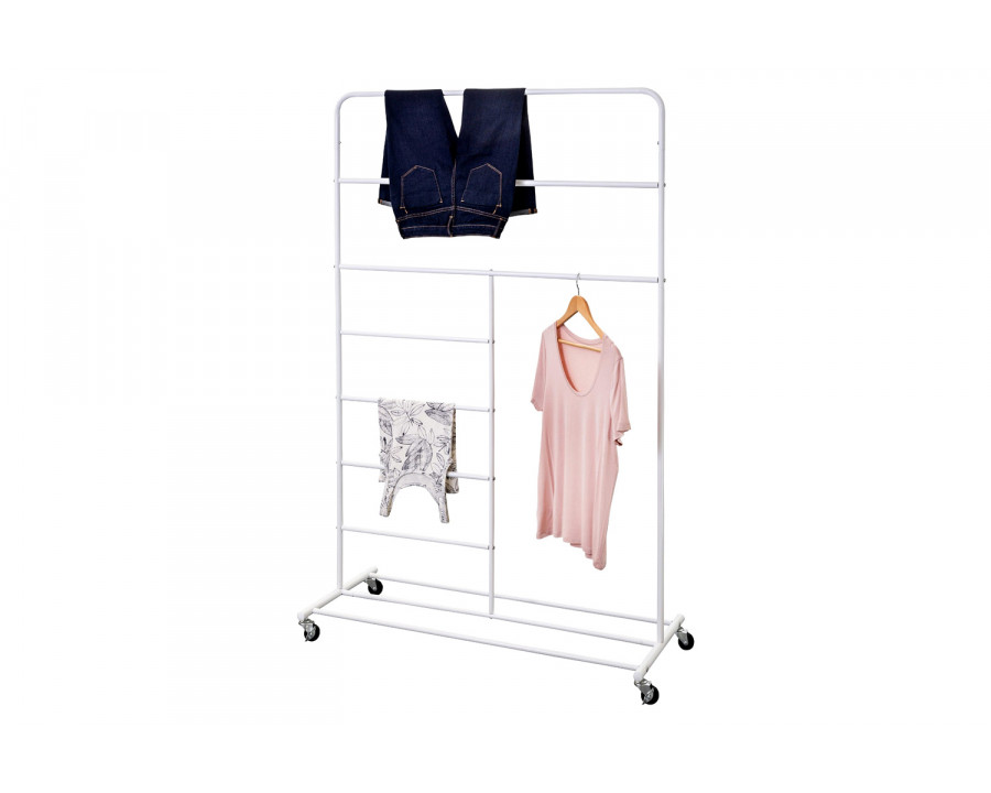 FaFurn White Rolling Multi Use Laundry Clothes Drying Rack