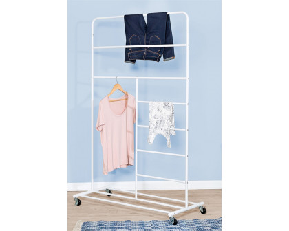 FaFurn - White Rolling Multi Use Laundry Clothes Drying Rack