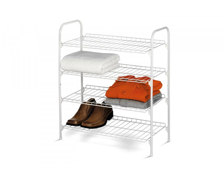 FaFurn - White Metal 4-Shelf Shoe Rack Holds Up To 9 Pair of Shoes