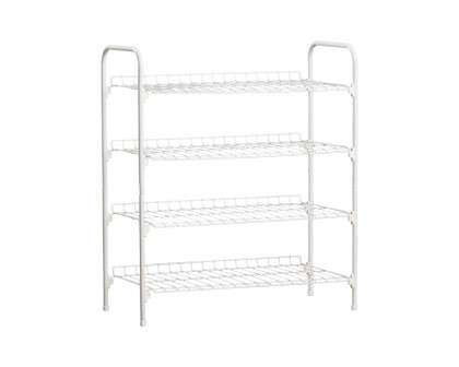 FaFurn - White Metal 4-Shelf Shoe Rack Holds Up To 9 Pair of Shoes