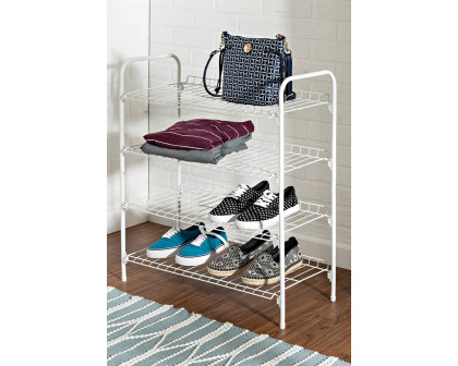 FaFurn - White Metal 4-Shelf Shoe Rack Holds Up To 9 Pair of Shoes