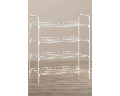 FaFurn - White Metal 4-Shelf Shoe Rack Holds Up To 9 Pair of Shoes