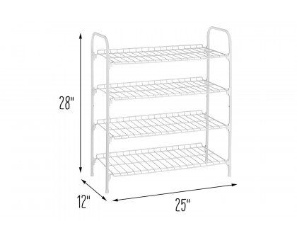 FaFurn - White Metal 4-Shelf Shoe Rack Holds Up To 9 Pair of Shoes