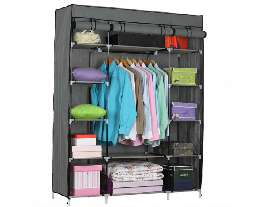 FaFurn - Portable 52" Wardrobe Shelving Unit in Gray