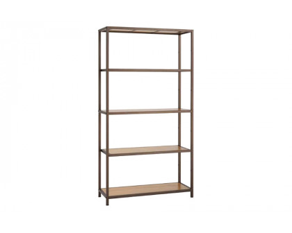 FaFurn - Heavy Duty 5-Shelf Steel Frame Shelving Unit with Bamboo Shelves