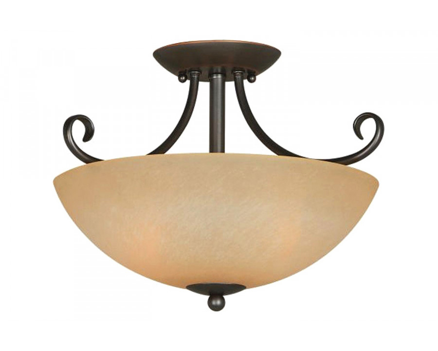 FaFurn - Ceiling Light Fixture 14.5 X 10-Inch Classic Bronze with Amber Glass