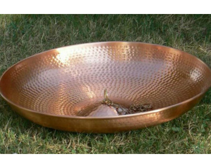 FaFurn - Hammered Copper Anchoring Basin For Rain Chain 18-Inch Diamter