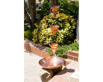 FaFurn - Hammered Copper Anchoring Basin For Rain Chain 18-Inch Diamter