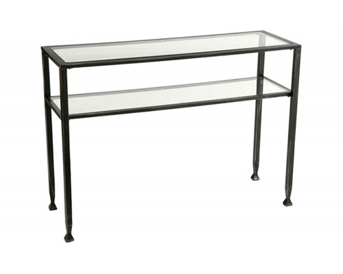 FaFurn - Metal Glass Top Sofa Table Occasional Console Table with Shelf