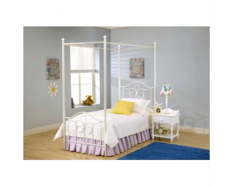 FaFurn - Twin Size Canopy Bed Frame in White, Metal