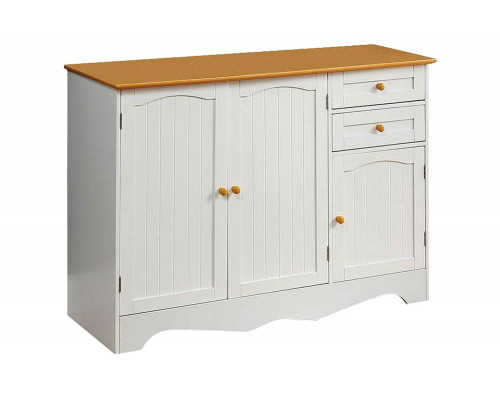 FaFurn Sideboard Buffet Cabinet with Finish Top and Knobs - White/Light Wood