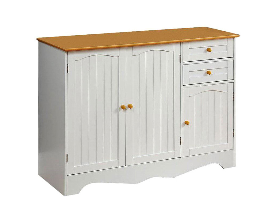 FaFurn Sideboard Buffet Cabinet with Finish Top and Knobs - White/Light Wood