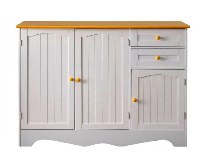 FaFurn Sideboard Buffet Cabinet with Finish Top and Knobs - White/Light Wood