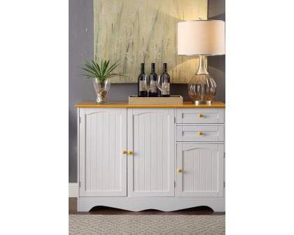 FaFurn Sideboard Buffet Cabinet with Finish Top and Knobs - White/Light Wood