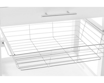 FaFurn - White Stainless Steel Top Kitchen Cart with Drawer and Storage Shelves