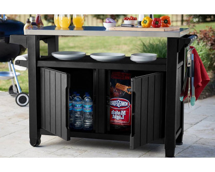 FaFurn Outdoor Grill Party Bar Serving Cart with Storage - Graphite Gray