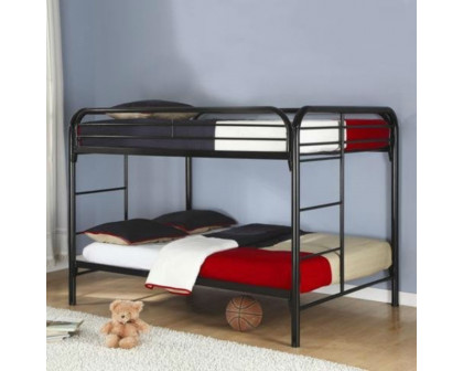 FaFurn - Full Size Bunk Bed with Ladder in Black, Metal