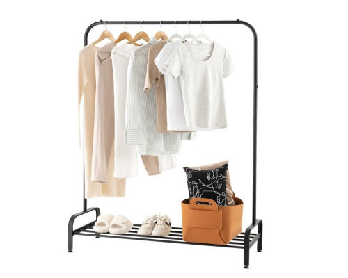 FaFurn - Garment Rack Clothes with Bottom Storage Shelf in Black, Metal