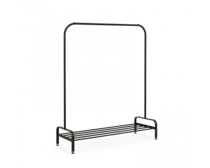 FaFurn - Garment Rack Clothes with Bottom Storage Shelf in Black, Metal