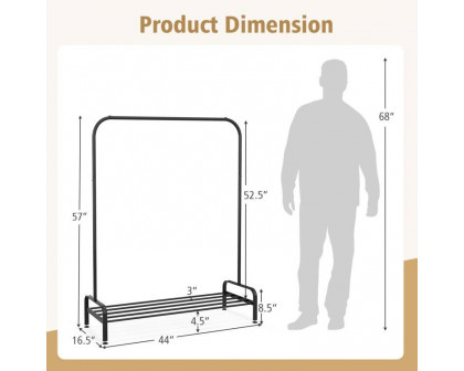 FaFurn - Garment Rack Clothes with Bottom Storage Shelf in Black, Metal