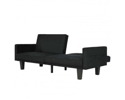 FaFurn™ Modern Sofa-Bed with Classic Wood Feet - Black, Microfiber