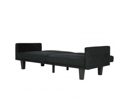 FaFurn™ Modern Sofa-Bed with Classic Wood Feet - Black, Microfiber