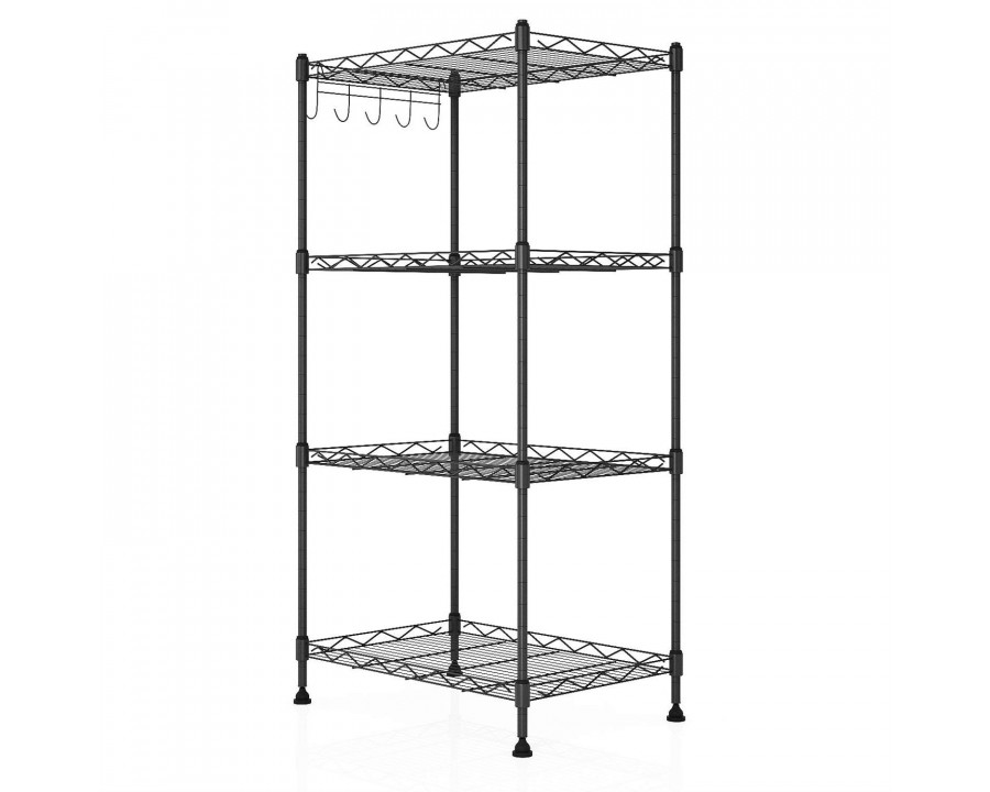 FaFurn - 4-Shelf Storage Rack Shelving Unit in Black, Metal