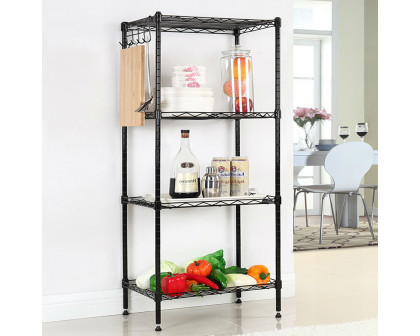 FaFurn - 4-Shelf Storage Rack Shelving Unit in Black, Metal