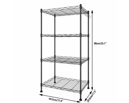 FaFurn - 4-Shelf Storage Rack Shelving Unit in Black, Metal