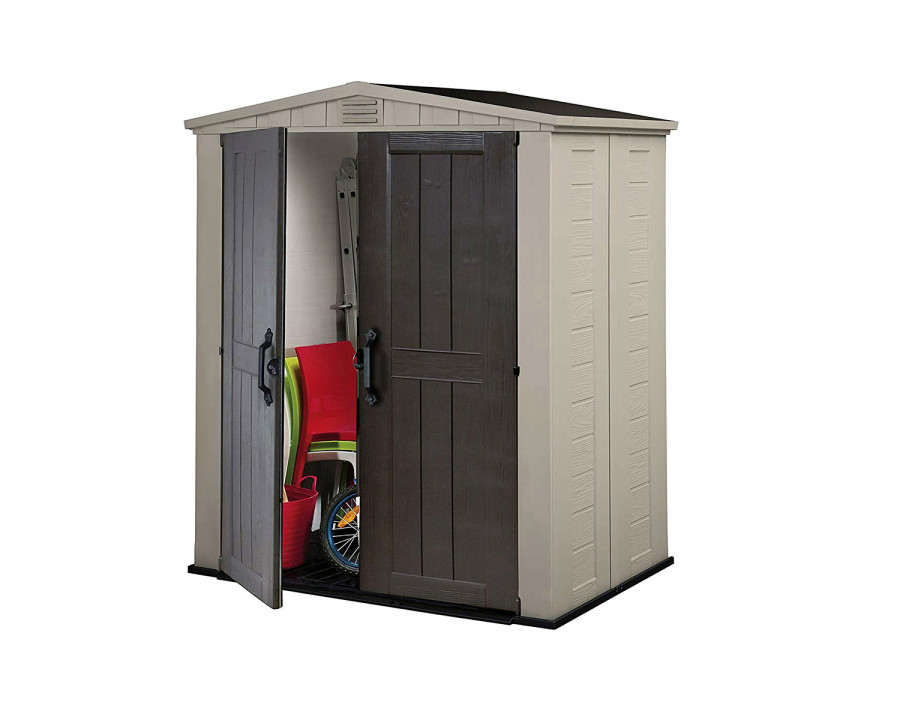 FaFurn - Outdoor 3 X 6-Ft Storage Shed in Taupe Brown Polypropylene