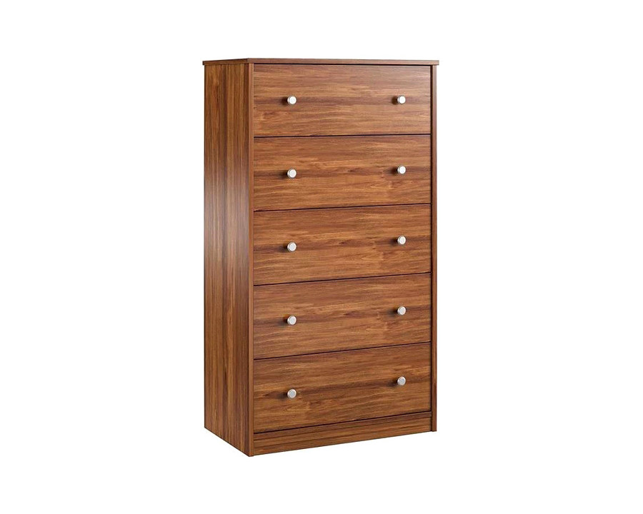 FaFurn Modern 5-Drawer Bedroom Chest Dresser in Wood Finish - Rustic Brown