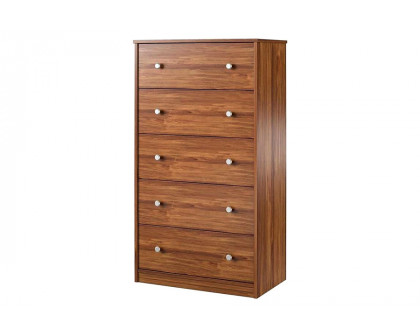 FaFurn Modern 5-Drawer Bedroom Chest Dresser in Wood Finish - Rustic Brown