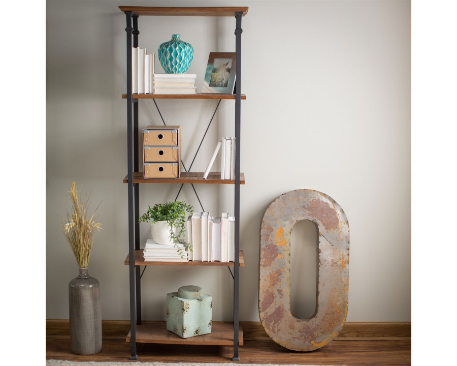 FaFurn - Industrial 4-Shelf Bookcase in Metal