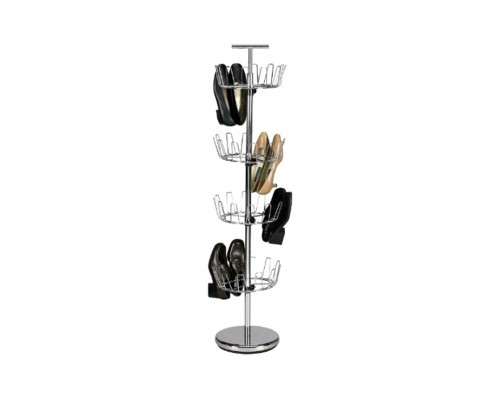 FaFurn - Chrome 4-Tier Revolving Shoe Rack Tree Holds 24 Pairs