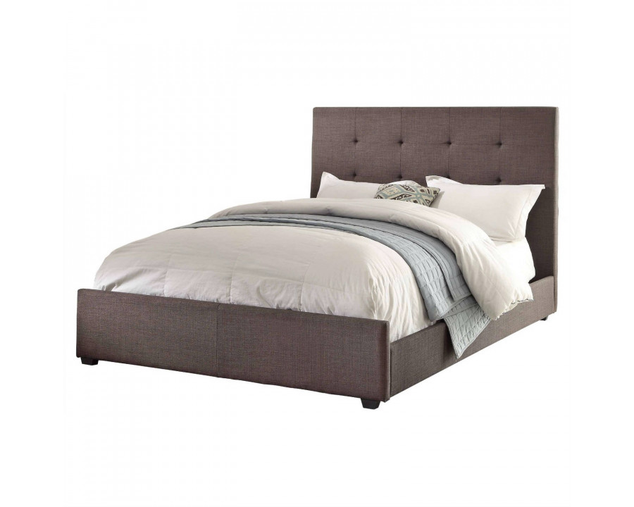 FaFurn - Queen Size Bed Frame with Tufted Headboard in Gray