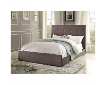 FaFurn - Queen Size Bed Frame with Tufted Headboard in Gray