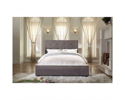 FaFurn - Queen Size Bed Frame with Tufted Headboard in Gray