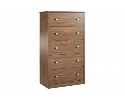 FaFurn - Modern 5-Drawer Bedroom Chest Dresser in Wood Finish